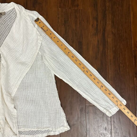 FLAX 100% Linen Draping Caper Lily Tattersall Jacket Top in White - Picture 10 of 10